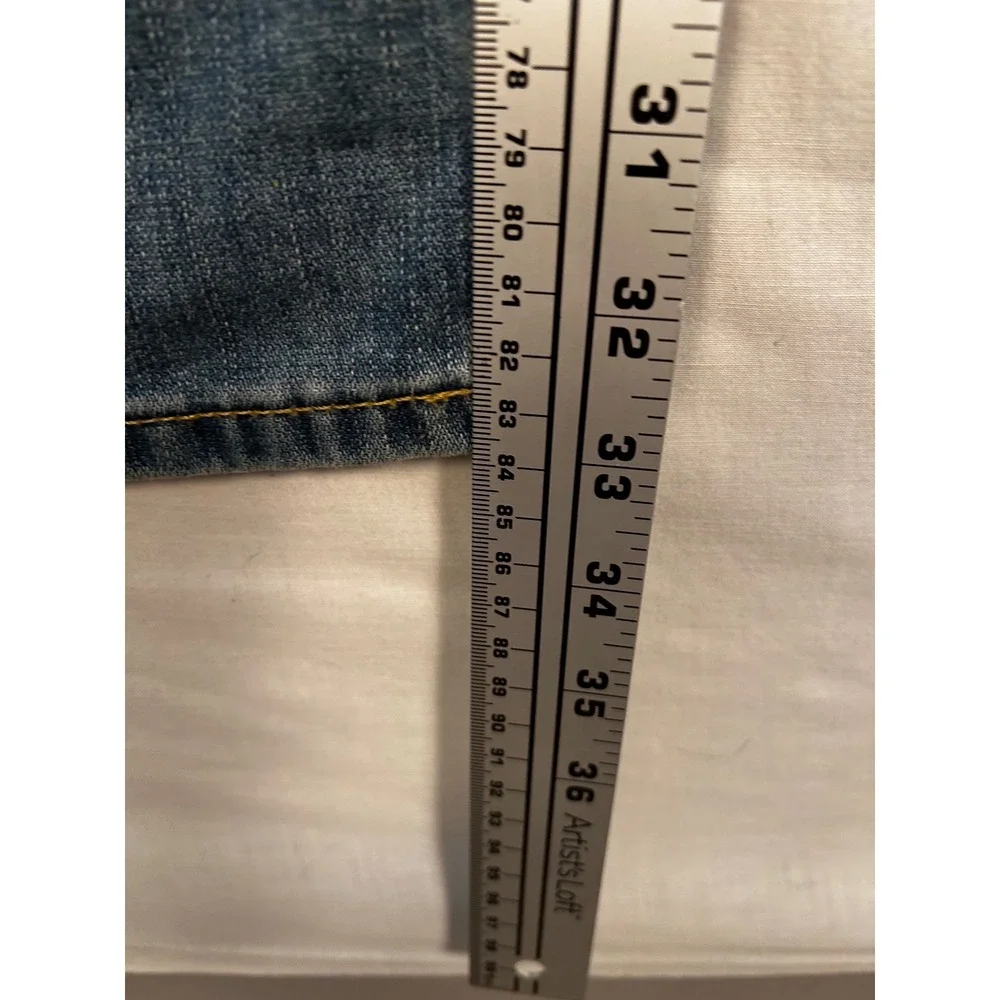 True Religion Mens Straight Distressed Blue Jeans 42 MNR3859OM Medium Wash